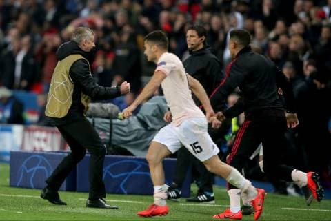 Paris, France, 06.03.2019, UEFA Champions League - 2018 19 Season, Round of 16, 2nd leg, Achtelfinale, Paris Saint-Germain - Manchester United ManU Trainer Ole Gunnar Solskjaer (MNU) jubelt ( DeFodi541