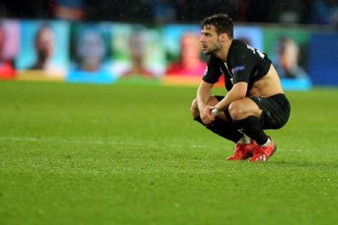Paris, France, 06.03.2019, UEFA Champions League - 2018 19 Season, Round of 16, 2nd leg, Achtelfinale, Paris Saint-Germain - Manchester United ManU Juan Bernat (PSG) enttaeuscht ( DeFodi541