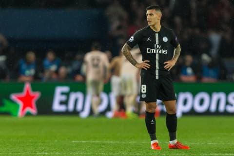 Paris, France, 06.03.2019, UEFA Champions League - 2018 19 Season, Round of 16, 2nd leg, Achtelfinale, Paris Saint-Germain - Manchester United ManU Leandro Paredes (PSG) enttauescht ( DeFodi541