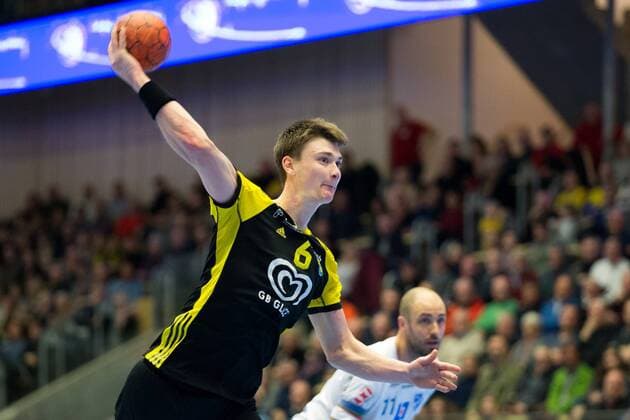 190307 Sävehofs Oskar Sunnefeldt under handbollsmatchen i Handbollsligan mellan Sävehof och Skövde den 7 mars 2019 i Partille. Copyright: MICHAELxERICHSEN BB190307MI023