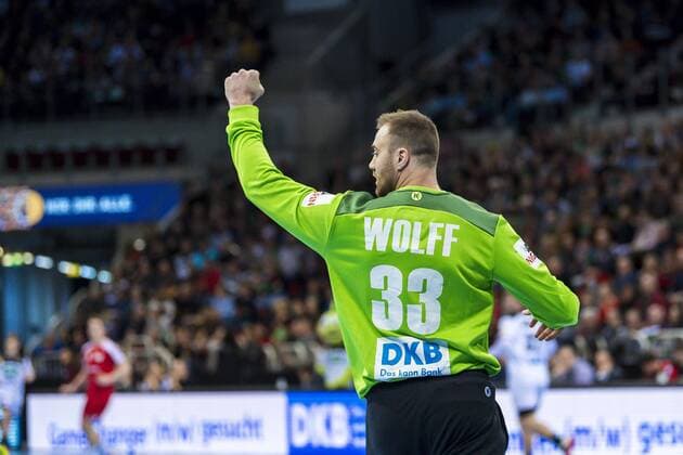 Düsseldorf, Deutschland 09. März 2019: Handball DHB Männer Laenderspiel - 18 19 - Deutschland vs. Schweiz Torhueter Andreas Wolff (Deutschland THW Kiel) Jubel Freude Emotion Düsseldorf ISS Dome Nordrhein-Westfalen Deutschland