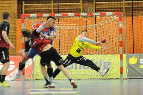 Vladimir Bozic (HBW Balingen-Weilstetten 21) im Tor Handball, Maenner, DKB , 2.Bundesliga, 09.03.2019, Foto:TBaur Eibner HBW Balingen-Weilstetten vs. HSG Nordhorn-Lingen Balingen Copyright: xEIBNER TobiasxBaurx EP_TBR