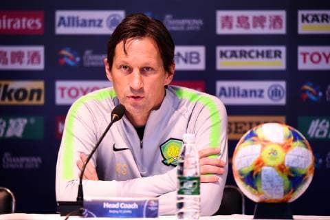 BEIJING, CHINA - MARCH 12: Head coach Roger Schmidt of Beijing Guoan attends a press conference PK Pressekonferenz ahead of the 2019 AFC Champions League Group G match between Beijing Guoan and Urawa Red Diamonds on March 12, 2019 in Beijing, China.  Copyright: xVCGx CFP111199868199 