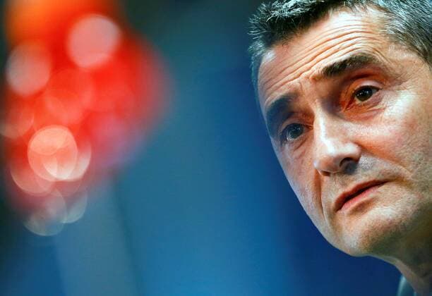FC Barcelona Barca s head coach Ernesto Valverde attends a press conference PK Pressekonferenz held at the complex Joan Gamper in Barcelona, Spain, 12 March 2019. FC Barcelona will face Olympique Lyon in the UEFA Champions League round of 16 second leg soccer match on 13 March 2019. FC Barcelona press conference !ACHTUNG: NUR REDAKTIONELLE NUTZUNG!  Copyright: xEnricxFontcubertax GRAFCAT5571 20190312-636880076873263241