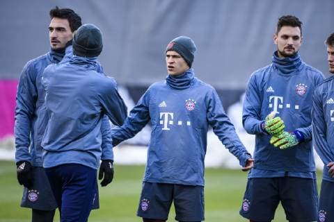 12.03.2019, xkvx, Fussball UEFA Champions League, FC Bayern Muenchen - FC Liverpool - Pressekonferenz und Training emspor, v.l. Joshua Kimmich (FCB - FC Bayern Muenchen) (DFL DFB REGULATIONS PROHIBIT ANY USE OF PHOTOGRAPHS as IMAGE SEQUENCES and or QUASI-VIDEO) Muenchen