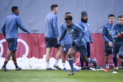 12.03.2019, xkvx, Fussball UEFA Champions League, FC Bayern Muenchen - FC Liverpool - Pressekonferenz und Training emspor, v.l. Kingsley Coman (FCB - FC Bayern Muenchen) (DFL DFB REGULATIONS PROHIBIT ANY USE OF PHOTOGRAPHS as IMAGE SEQUENCES and or QUASI-VIDEO) Muenchen