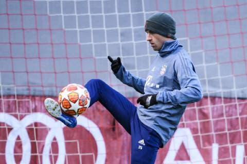 12.03.2019, xkvx, Fussball UEFA Champions League, FC Bayern Muenchen - FC Liverpool - Pressekonferenz und Training emspor, v.l. Thomas Mueller (FCB - FC Bayern Muenchen) (DFL DFB REGULATIONS PROHIBIT ANY USE OF PHOTOGRAPHS as IMAGE SEQUENCES and or QUASI-VIDEO) Muenchen