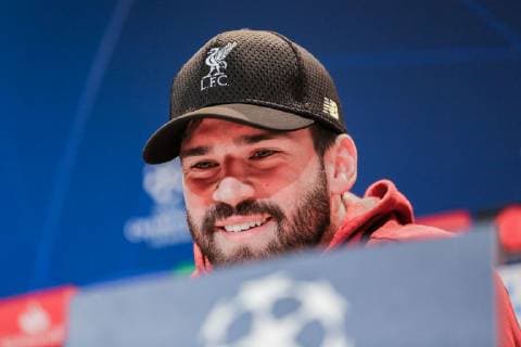 Torhueter Alisson Becker (FC Liverpool) lachend bei der Pressekonferenz GER, Fussball, UEFA Champions League, Pressekonferen FC Liverpool, 12.03.2019 Muenchen Copyright: xTomxWellerx xEibner-Pressefotox EP_eer