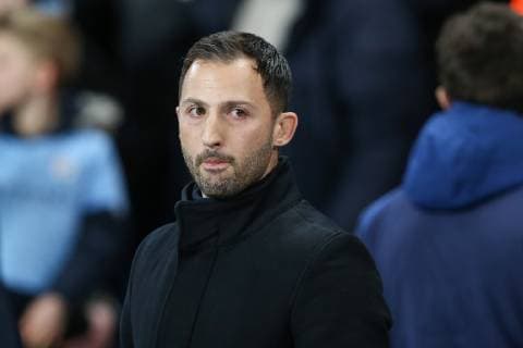 Domenico Tedesco of FC Schalke 04 during the UEFA Champions League Round of 16 match at the Etihad Stadium, Manchester. Picture date: 12th March 2019. Picture credit should read: James Wilson Sportimage EDITORIAL USE ONLY. No use with unauthorised audio, video, data, fixture lists, club league logos or live services. Online in-match use limited to 120 images, no video emulation. No use in betting, games or single club league player publications. SPI_0095.JPG