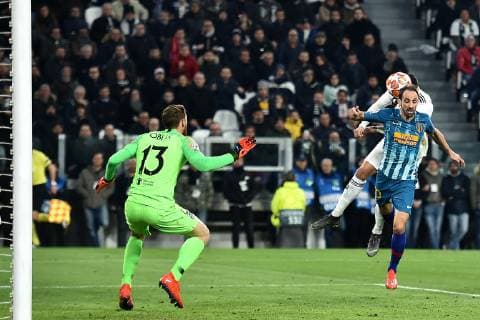 Cristiano Ronaldo of Juventus scores goal of 1-0 for his side during the Uefa Champions League 2018 2019 round of 16 second leg football match between Juventus and Atletico Madrid at Juventus stadium, Turin, March, 12, 2019 Foto Andrea Staccioli Insidefoto andreaxstaccioli