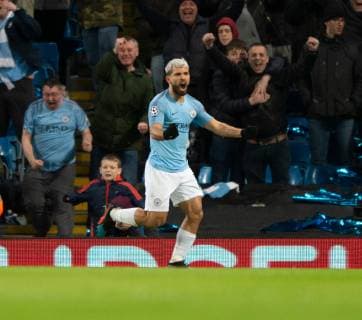 Manchester City v FC Schalke 04 UEFA Champions League Sergio Aguero of Manchester City celebrates after scoring his team s 2nd goal to make it 2-0 during the UEFA Champions League match at the Etihad Stadium, Manchester Content Not Available For UK Newspapers Copyright: xRussellxHartx FIL-12984-0022
