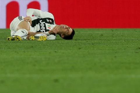 Turin, Italy, 12.03.2019, UEFA Champions League - 2018 19 Season, Round of 16 Second Leg, Juventus - Club de Atletico Madrid, Christiano Ronaldo (JUV) am Boden ( DeFodi541