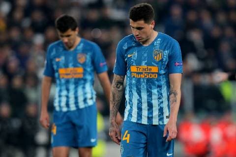 Turin, Italy, 12.03.2019, UEFA Champions League - 2018 19 Season, Round of 16 Second Leg, Juventus - Club de Atletico Madrid, Rodri (ATL) und Jose Maria Gimenez (ATL) enttaeuscht ( DeFodi541