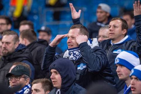 Manchester City v FC Schalke 04 UEFA Champions League FC Schalke 04 fans, angry with their teams performance following the UEFA Champions League match at the Etihad Stadium, Manchester Content Not Available For UK Newspapers Copyright: xMattxWilkinsonx FIL-12983-0043