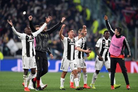 Juventus players celebrate the victory at the end of the Uefa Champions League 2018 2019 round of 16 second leg football match between Juventus and Atletico Madrid at Juventus stadium, Turin, March, 12, 2019 Foto Andrea Staccioli Insidefoto andreaxstaccioli