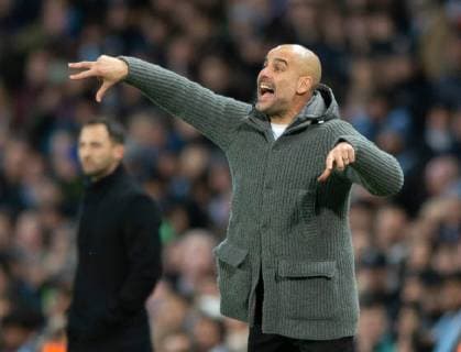 Manchester City v FC Schalke 04 UEFA Champions League Manchester City manager Pep Guardiola instructs his players during the UEFA Champions League match at the Etihad Stadium, Manchester Content Not Available For UK Newspapers Copyright: xRussellxHartx FIL-12984-0063