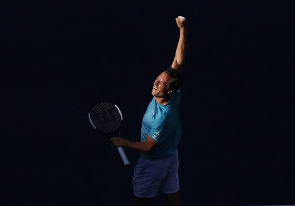 Sport Bilder des Tages March 12, 2019 Philipp Kohlschreiber (GER) celebrates after winning his match against Novak Djokovic (SRB) during the 2019 BNP Paribas Open at Indian Wells Tennis Garden in Indian Wells, California. CSM Tennis 2019: BNP Paribas Open MAR 12 - ZUMAc04_ 20190312_zaf_c04_002 Copyright: xCharlesxBausx