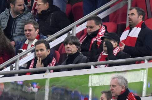 13.03.2019, Fussball UEFA Champions-League 2018 2019, Achtelfinale Rückspiel, FC Bayern München - FC Liverpool, in der Allianz-Arena München, v.li: Manager Oliver Bierhoff (Deutschland), Bundestrainer Joachim Löw (Deutschland).