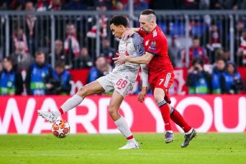 v. li. im Zweikampf ÊTrent Alexander - Arnold (FC Liverpool) und Franck Ribery (FC Bayern Muenchen) GER, Fussball, UEFA Champions League, FC Bayern Muenchen - FC Liverpool, 13.03.2019 Muenchen Copyright: xTomxWellerx xEibner-Pressefotox EP_eer