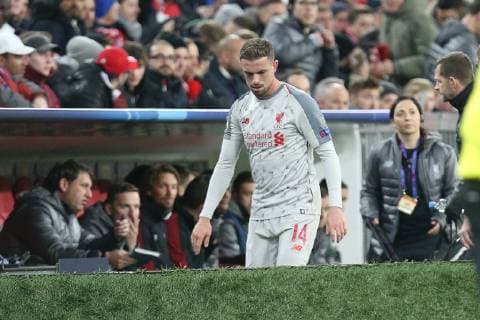 Jordan Henderson 14 (Liverpool FC) muss verletzt vom Platz, FC Bayern Muenchen vs. Liverpool FC, Fussball, Champions League, Achtelfinale, 13.03.2019 Muenchen Bayern Deutschland