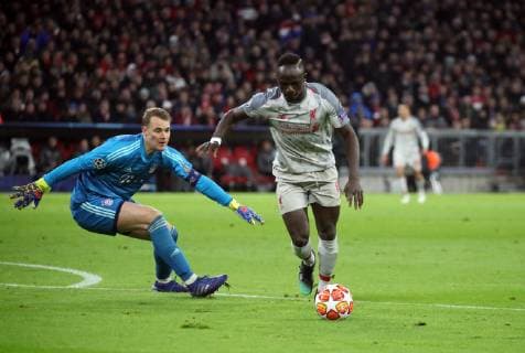 FC Bayern München - FC Liverpool Deutschland, München, 13.03.2019, Fussball, Champions League, Saison 2018 2019, Achtelfinale, Rückspiel, FC Bayern München - FC Liverpool: v.l. Manuel Neuer (FC Bayern München), Sadio Mane (FC Liverpool); Tor 0:1 Mane.