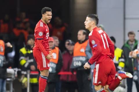 GER, UEFA CL, FC Bayern Muenchen (GER) vs FC Liverpool (GBR) 13.03.2019, Allianz Arena, Muenchen, GER, UEFA CL, FC Bayern Muenchen (GER) vs FC Liverpool (GBR) ,Achtelfinale, UEFA regulations prohibit any use of photographs as image sequences and or quasi-video, im Bild Jubel nach dem Tor zum 1-1 nach vorlage Serge Gnabry (FCB 22)