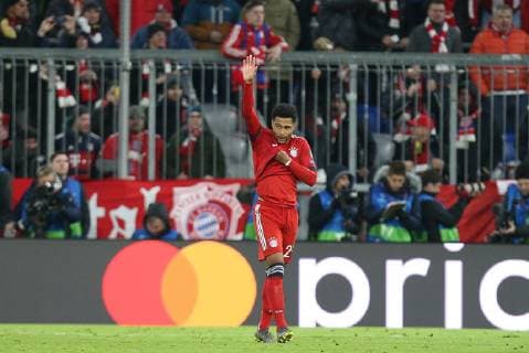 Torjubel von Serge Gnabry 22 (FC Bayern Muenchen) zum Ausgleich 1:1, FC Bayern Muenchen vs. Liverpool FC, Fussball, Champions League, Achtelfinale, 13.03.2019 Muenchen Bayern Deutschland