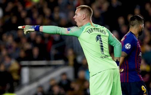 Barcelona x Lyon BARCELONA, CA - 13.03.2019: BARCELONA X LYON - Take Stegen during the match between Barcelona and Lyon held at the Camp Nou in Barcelona, CA. The match is the second qualifying round of the UEFA Champions League 2018 19 Round of 16. (Photo: Marco Galvão Fotoarena) x1697682x  MarcoxGalvão