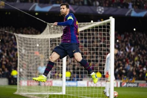 13.03.2019, xslx, Fussball Champions League, FC Barcelona Barca - Olympique Lyon emspor, v.l. Lionel Messi (FC Barcelona) Jubelt nach den Tor zum 1-0 (DFL DFB REGULATIONS PROHIBIT ANY USE OF PHOTOGRAPHS as IMAGE SEQUENCES and or QUASI-VIDEO) Barcelona