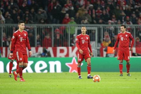 enttaeuschung bei James Rodriguez 11 (FC Bayern Muenchen) , Thiago Alcantara 6 (FC Bayern Muenchen), Mats Hummels 5 (FC Bayern Muenchen), FC Bayern Muenchen vs. Liverpool FC, Fussball, Champions League, Achtelfinale, 13.03.2019 Muenchen Bayern Deutschland