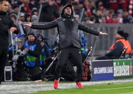 FUSSBALL CHAMPIONS LEAGUE SAISON 2018 2019 ACHTELFINAL RUECKSPIEL FC Bayern Muenchen - FC Liverpool 13.03.2019 Jubel: Trainer Juergen Klopp (FC Liverpool)