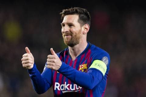 13.03.2019, xslx, Fussball Champions League, FC Barcelona Barca - Olympique Lyon emspor, v.l. Lionel Messi (FC Barcelona) Jubelt nach den Tor zum 1-0 (DFL DFB REGULATIONS PROHIBIT ANY USE OF PHOTOGRAPHS as IMAGE SEQUENCES and or QUASI-VIDEO) Barcelona