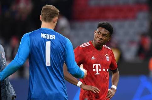 FUSSBALL CHAMPIONS LEAGUE SAISON 2018 2019 ACHTELFINAL RUECKSPIEL FC Bayern Muenchen - FC Liverpool 13.03.2019 Torwart Manuel Neuer und David Alaba (v.l., beide FC Bayern Muenchen) sind nach dem Abpfiff enttaeuscht