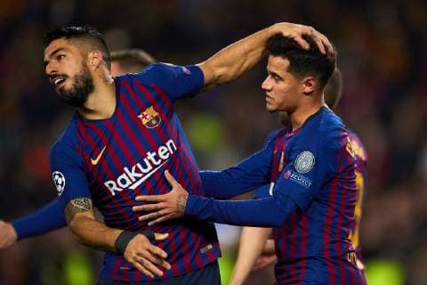 FC Barcelona Barca s Luis Suarez (L) and Philippe Coutinho are seen during a UEFA Champions League round of 16 second leg soccer match between FC Barcelona and Olympique Lyon at Camp Nou in Barcelona, Catalonia, north eastern Spain, 13 March 2019. FC Barcelona vs Olympique Lyon !ACHTUNG: NUR REDAKTIONELLE NUTZUNG!  Copyright: xAlejandroxGarciax GRAF4115 20190314-636881192171216126
