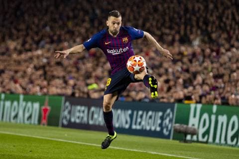 13.03.2019, xslx, Fussball Champions League, FC Barcelona Barca - Olympique Lyon emspor, v.l. Jordi Alba (FC Barcelona) (DFL DFB REGULATIONS PROHIBIT ANY USE OF PHOTOGRAPHS as IMAGE SEQUENCES and or QUASI-VIDEO) Barcelona