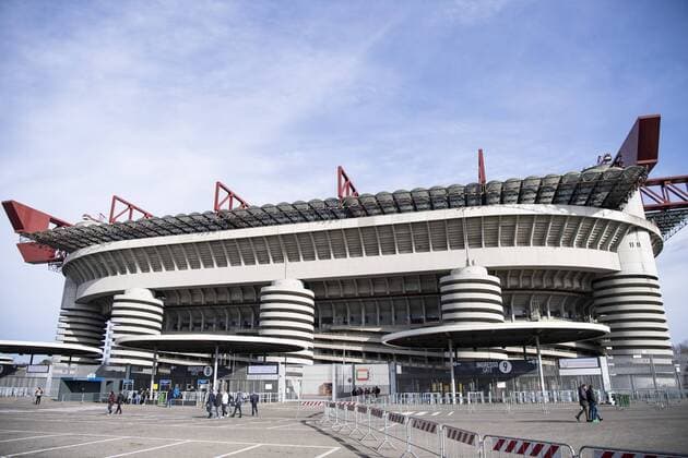 14.03.2019, xkvx, Fussball Europa League 1 8 Finale, Inter Mailand - Eintracht Frankfurt emspor, v.l. Aussenansicht Ansicht Aussen Giuseppe Meazza Stadion San Siro (DFL DFB REGULATIONS PROHIBIT ANY USE OF PHOTOGRAPHS as IMAGE SEQUENCES and or QUASI-VIDEO) Mailand