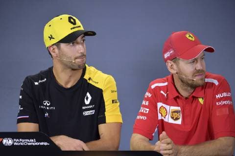 RICCIARDO Daniel F1 Team Renault mit VETTEL Sebastian F1 GP Australien 2019 Pressekonferenz am 14. 03. 2019 in Melbourne
