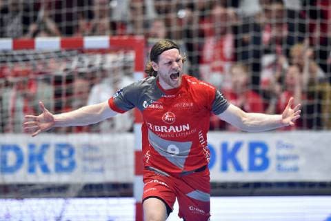 Jubel bei Tobias Reichmann (MT Melsungen) , GER, MT Melsungen - Fuechse Berlin, Handball, 1. Bundesliga Maenner, 14.03.2019, GER, MT Melsungen - Fuechse Berlin, Handball, 1. Liga Maenner, 14.03.2019 Kassel Copyright: xEIBNER RolandxSippelx EP_RSL
