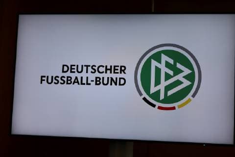 15.03.2019, Frankfurt am Main Deutscher Fußball-Bund, DFB Pressekonferenz mit Bundestrainer Joachim Löw Symbolbild Logo