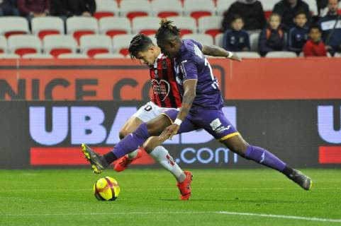 Youcef Atal (OGC Nice) - Jacques Francois Moubandje (Toulouse FC) FOOTBALL : OGC Nice vs Toulouse FC - Ligue 1 conforama - Nice - 15 03 2019 NorbertScanella Panoramic 