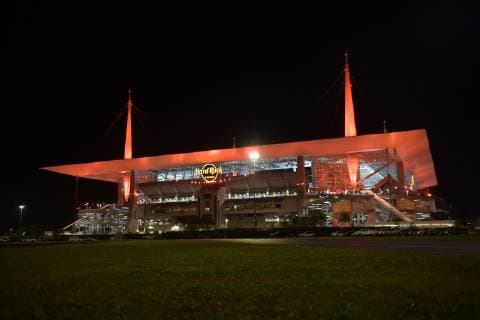 March 15, 2019 - Miami Gardens, Florida, United States Of America - MIAMI GARDENS, FL - MARCH 15: Hard Rock Stadium prepares for the first Miami Open Tennis Tournament at Hard Rock Stadium on March 15, 2019 in Miami Gardens, Florida...People: Atmosphere. Miami Open - ZUMAs214 20190315_zda_s214_010 Copyright: xSMGx