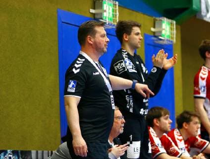 Trainer Gerrit Claasen (Lübeck) Handball 2.Liga 2018 19 EHV Aue - VfL Lübeck-Schwartau 26:27 am 16.3.2019 EHV Aue - VfL Lübeck-Schwartau