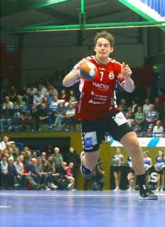 Jonas Ottsen (Lübeck) Handball 2.Liga 2018 19 EHV Aue - VfL Lübeck-Schwartau 26:27 am 16.3.2019 EHV Aue - VfL Lübeck-Schwartau