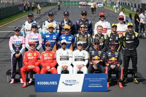 March 17, 2019: Drivers pose for the start of season group photograph on the main straight at the 2019 Australian Formula One Grand Prix at Albert Park, Melbourne, Australia. Cal Media Formula One 2019: Australia - Race Day - ZUMAc04_ 20190317_zaf_c04_002 Copyright: xSydneyxLowx