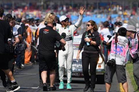 March 17, 2019: Lewis Hamilton (GBR) 44 from the Mercedes-AMG Petronas Motorsport team returns to the garage after the drivers parade prior to the start of the 2019 Australian Formula One Grand Prix at Albert Park, Melbourne, Australia. Cal Media Formula One 2019: Australia - Race Day - ZUMAc04_ 20190317_zaf_c04_026 Copyright: xSydneyxLowx