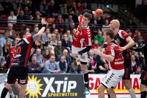 Lübbecke, Deutschland 16.03.2019: 2. Handball Bundesliga - 2018 2019 - TuS-N-Lübbecke vs. Handball Sportverein Hamburg (M) Finn Wullenweber (Hamburg) Lübbecke Nordrhein-Westfalen Deutschland Merkur Arena