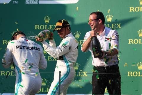 17th March 2019, Melbourne Grand Prix Circuit, Melbourne, Australia; Melbourne Formula One Grand Prix, race day; Mercedes AMG Petronas Motorsport, Valtteri Bottas wins first race of the year followed by his team mate Lewis Hamilton  ActionPlus12116127 Octane