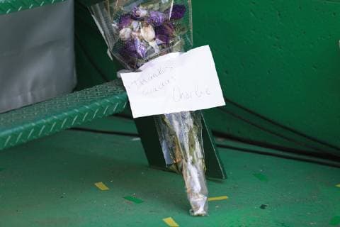 17th March 2019, Melbourne Grand Prix Circuit, Melbourne, Australia; Melbourne Formula One Grand Prix, race day; Thank you Charlie flowers left at the steps of race control  ActionPlus12116132 Octane