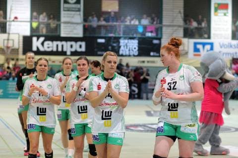 Enttaeuschte Goeppinger Gesichter v.l.n.r.: 11 Michaela Hrbkova (FRISCH AUF Goeppingen) 21 Petra Adamkova (FRISCH AUF Goeppingen) 44 Ana Petrinja (FRISCH AUF Goeppingen) 32 Lina Krhlikar (FRISCH AUF Goeppingen) Handball 1. HBF TusSies Metzingen vs. FRISCH AUF Goeppingen 2019-03-16 Handball 1. HBF Frauen TusSies Metzingen vs. FRISCH AUF Goeppingen Metzingen Copyright: xBaur xEibner-Pressefotox EP_soba