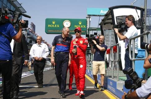Motorsports: FIA Formula One World Championship WM Weltmeisterschaft 2019, Grand Prix of Australia, Franz Tost (AUT, Red Bull Toro Rosso Honda), 5 Sebastian Vettel (GER, Scuderia Ferrari Mission Winnow), Melbourne Australia